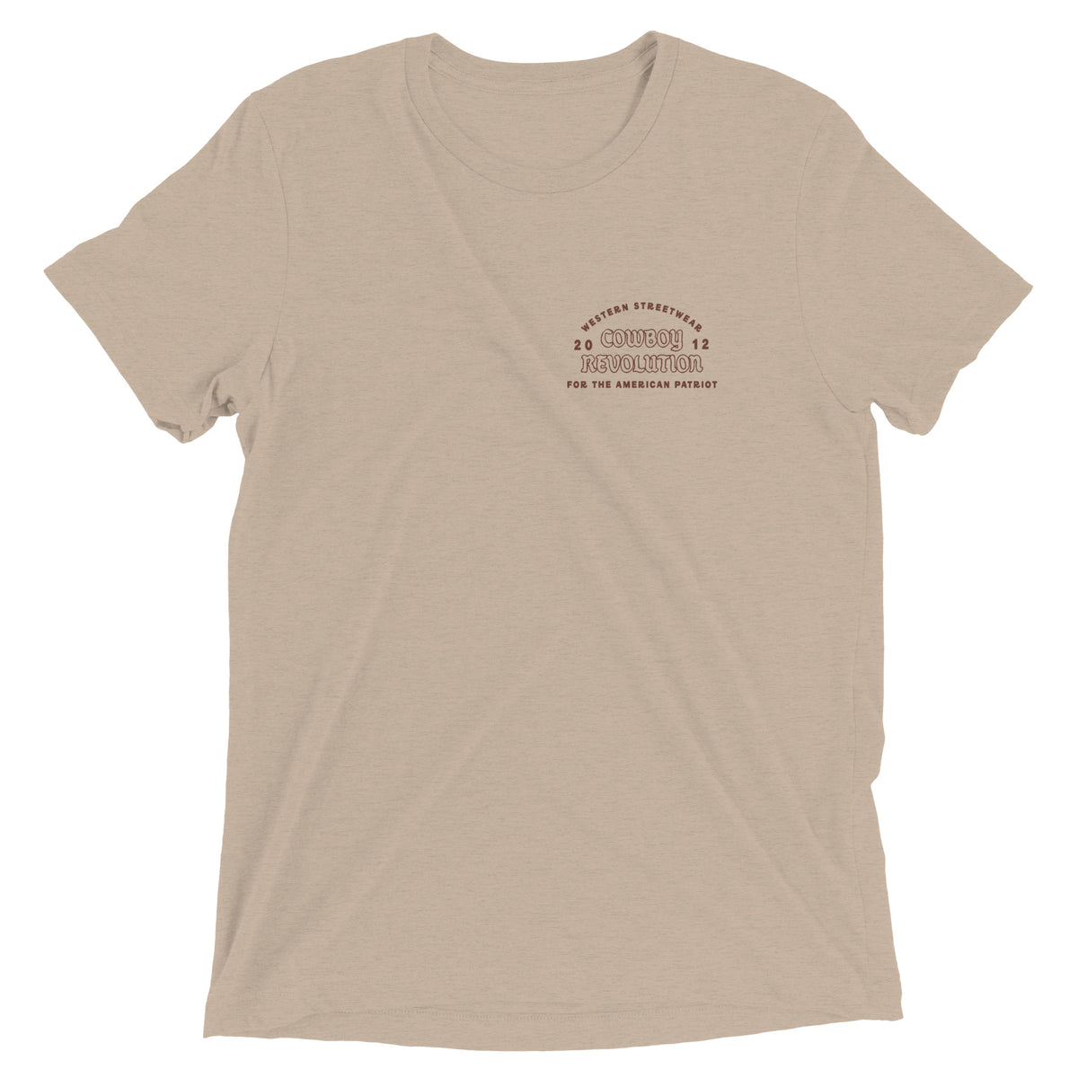 Cowboy Code #6 Keep Your Promises tee in Tan, front view, Cowboy Revolution Western graphic t-shirt