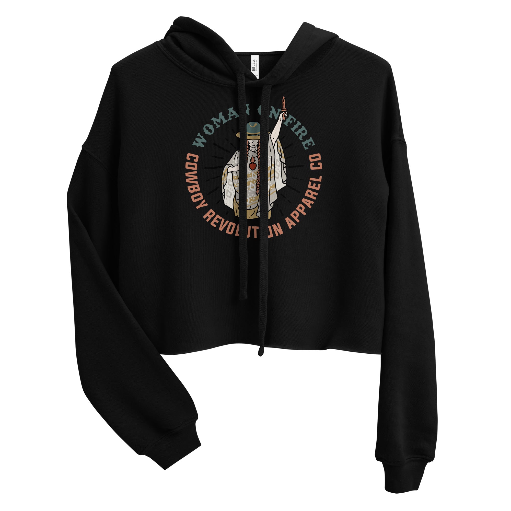 "Woman On Fire" Cowboy Revolution Women's Fit Crop Hoodie