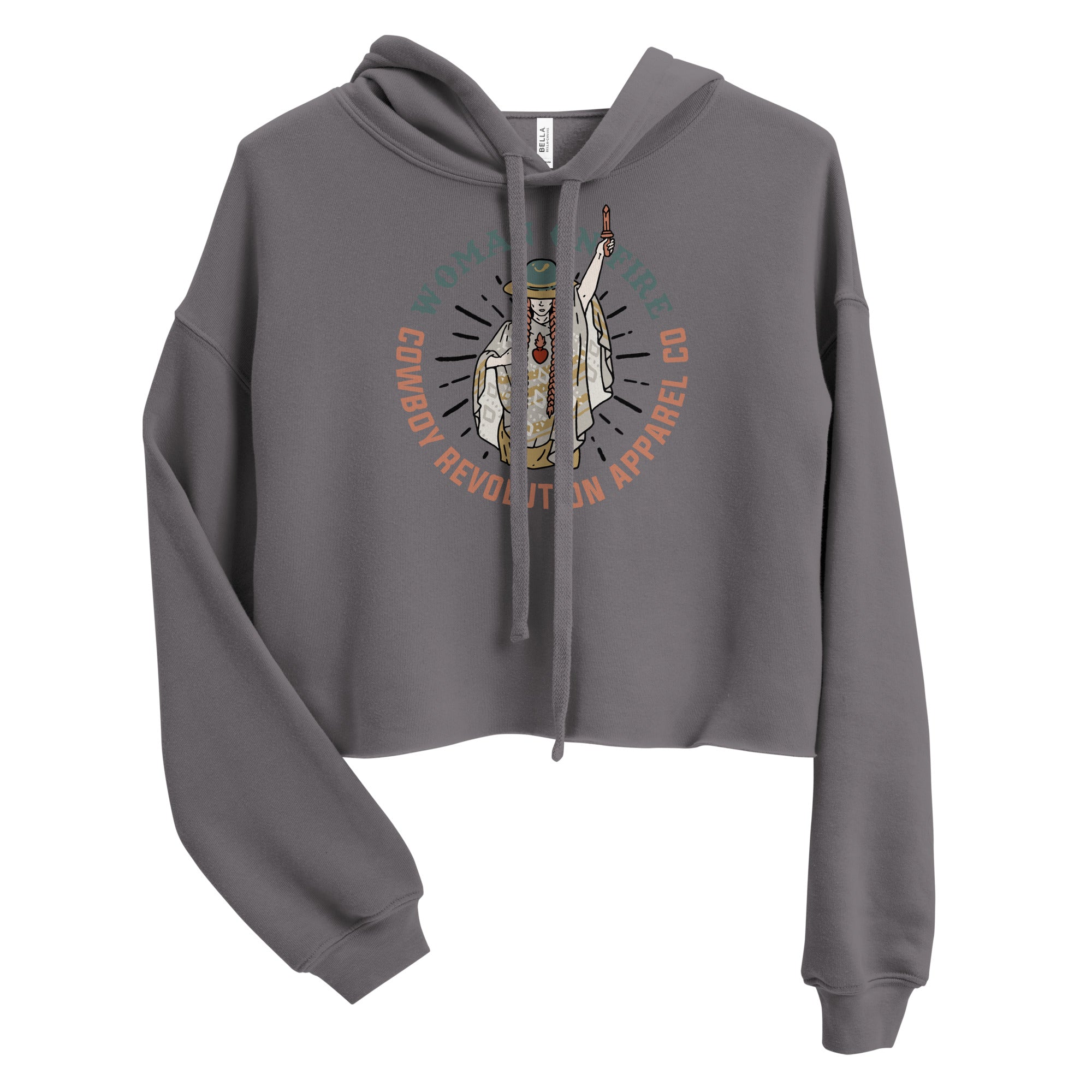 "Woman On Fire" Cowboy Revolution Women's Fit Crop Hoodie