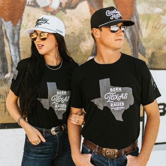 "Texas Born. Texas Raised" Cowboy Revolution Short Sleeve Tri-Blend Tee
