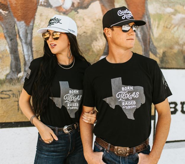"Texas Born. Texas Raised" Cowboy Revolution Short Sleeve Tri-Blend Tee